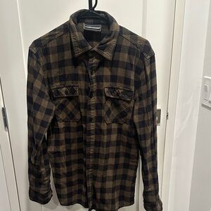 The Hundreds Men's Navy and Tan Plaid Shirt